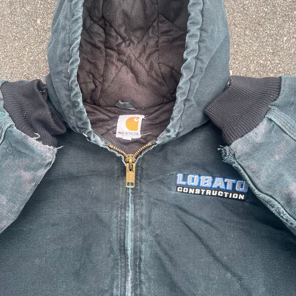 Carhartt J140 Black Duck Jacket Large Quilted Flannel Lined Workwear Zip Quilt - Picture 4 of 7